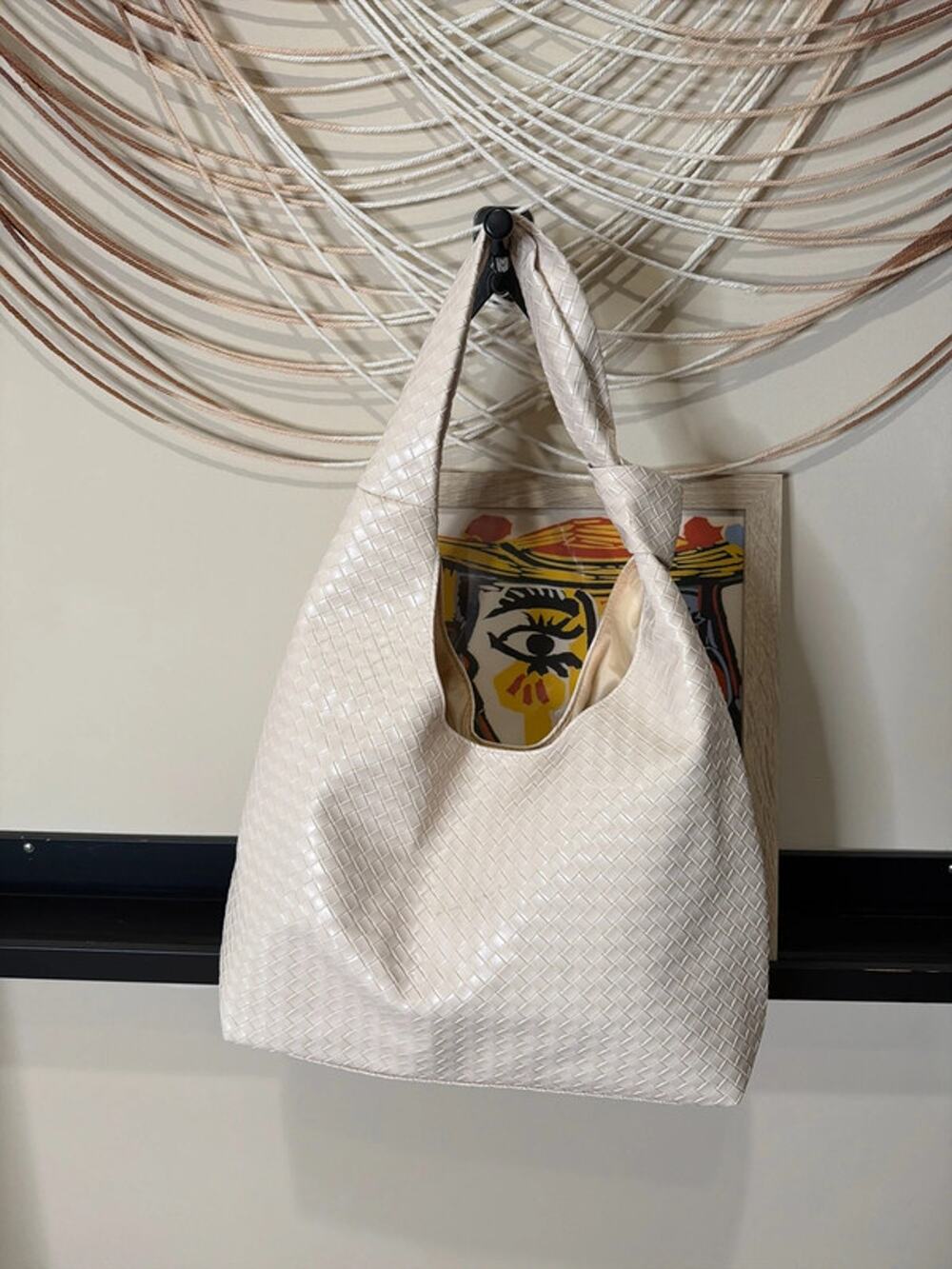 Bone color vegan leather hobo new with imperfections